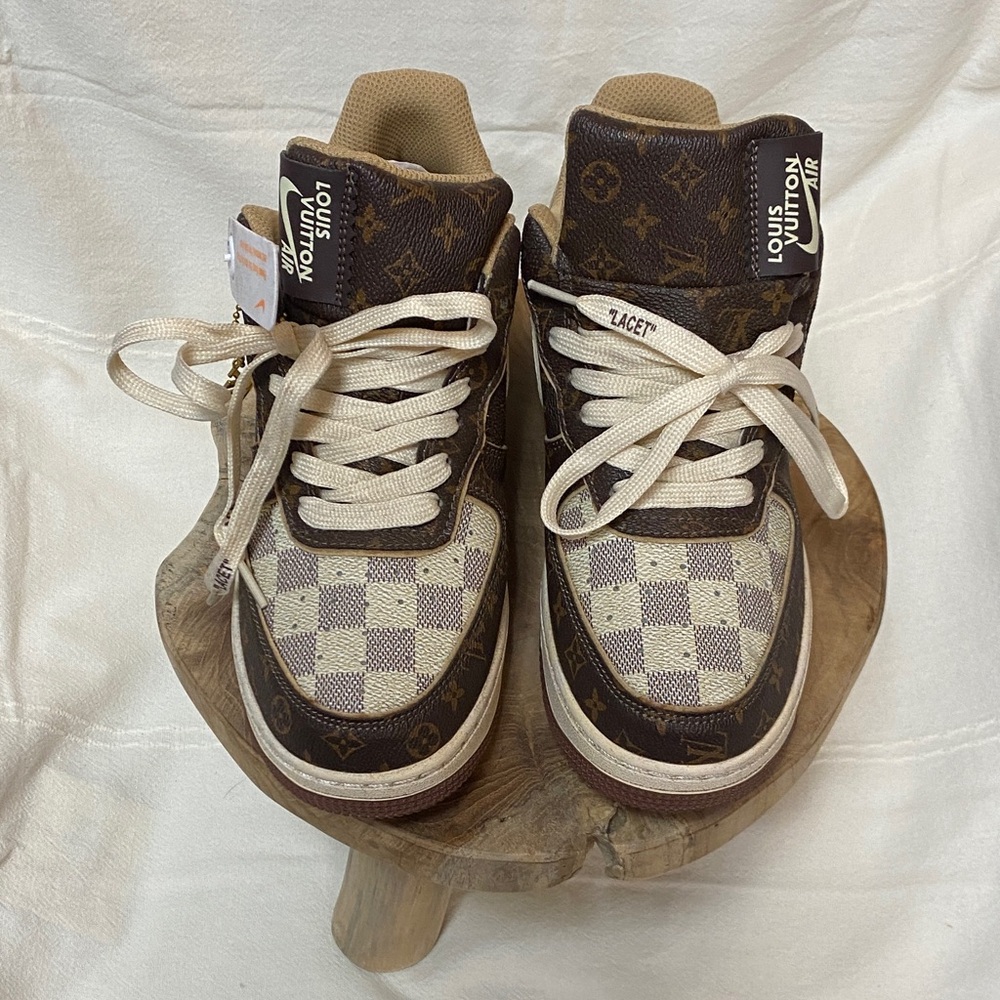 Louis Vuitton Checkered Brown and Cream Sneakers